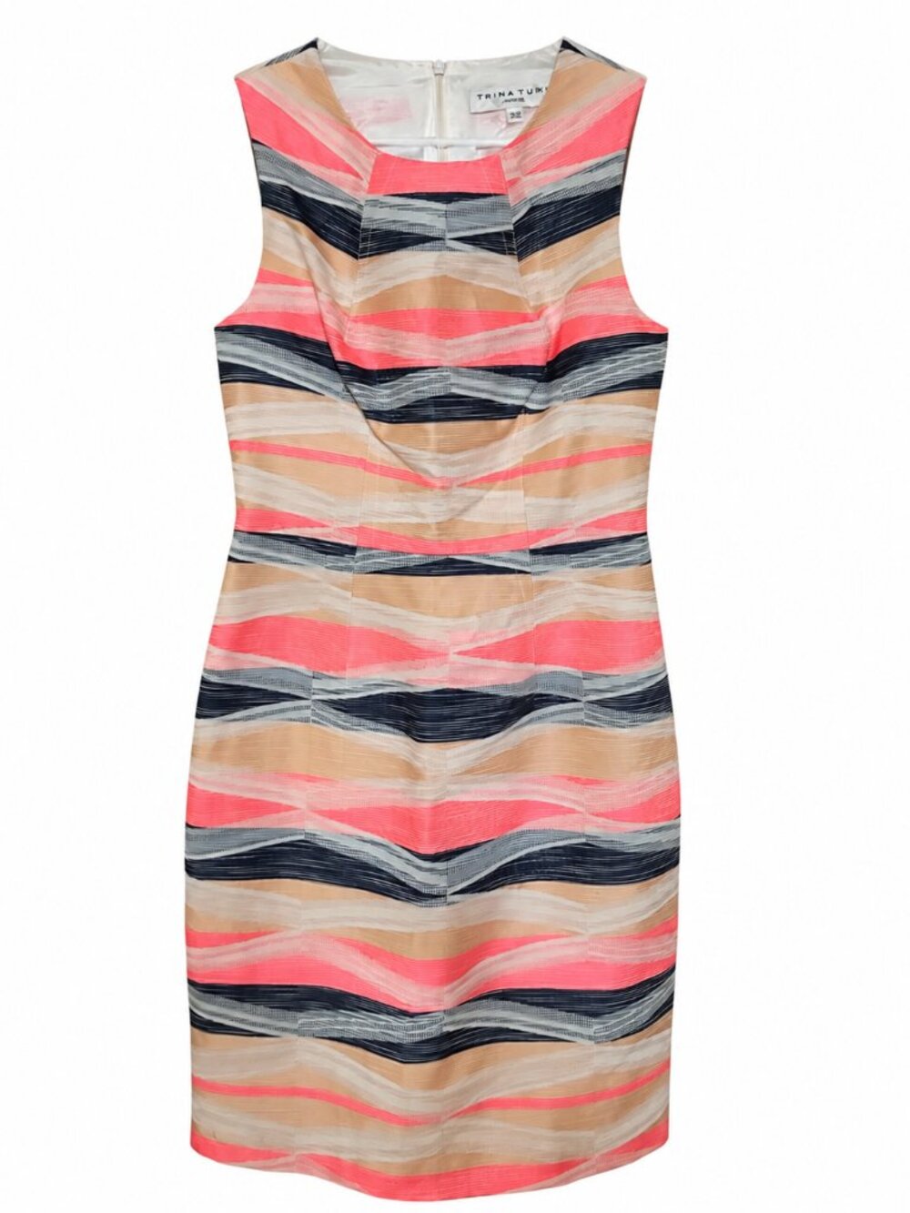 Trina Turk Kurdson Dress Size 2 Pink Multicolor Textured Sheath Cocktail